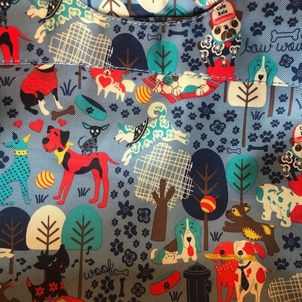 NWT Lily Bloom Bag Dog Print Blue and Multi